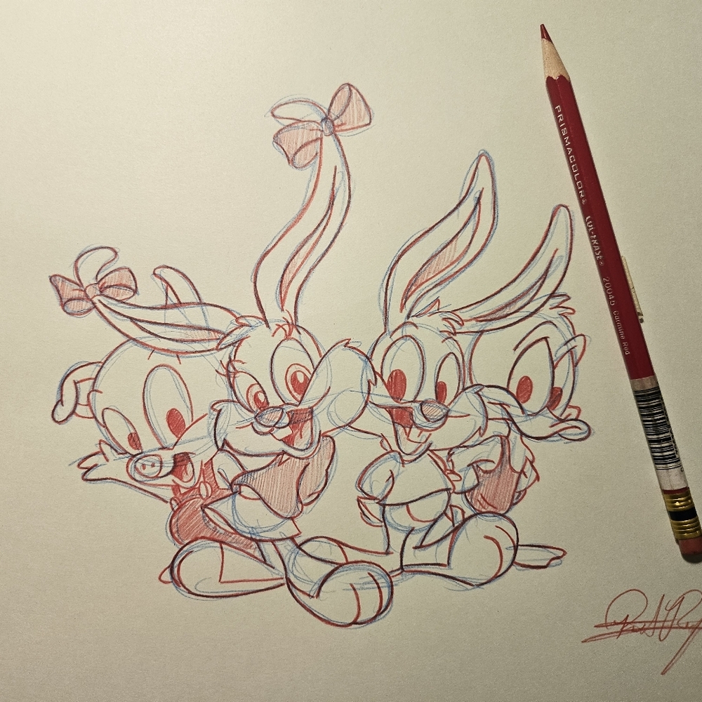 Warner Bros. WB Tiny Toons Drawing/Sketch Animation Art Signed